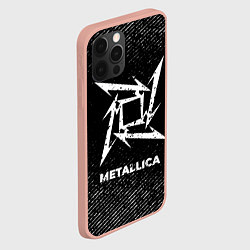 Чехол для iPhone 12 Pro Max Metallica с потертостями на темном фоне, цвет: 3D-светло-розовый — фото 2