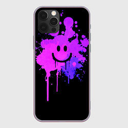Чехол для iPhone 12 Pro Max Неоновый улыбающийся смайлик, цвет: 3D-серый