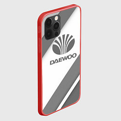 Чехол для iPhone 12 Pro Max Daewoo - серые полосы, цвет: 3D-красный — фото 2
