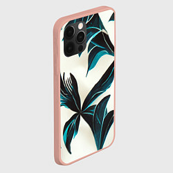 Чехол для iPhone 12 Pro Max Листья тропические тёмно-синие, цвет: 3D-светло-розовый — фото 2