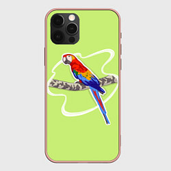 Чехол для iPhone 12 Pro Max Яркий попугай Ара, цвет: 3D-светло-розовый