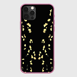 Чехол для iPhone 12 Pro Max Абстрактный узор золото на черном, цвет: 3D-малиновый