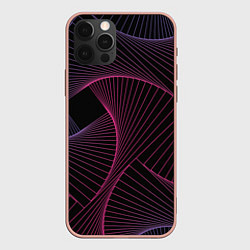 Чехол для iPhone 12 Pro Max Неоновые волны градиент, цвет: 3D-светло-розовый