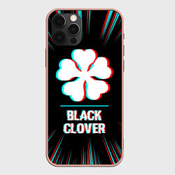 Чехол для iPhone 12 Pro Max Символ Black Clover в стиле glitch на темном фоне, цвет: 3D-светло-розовый