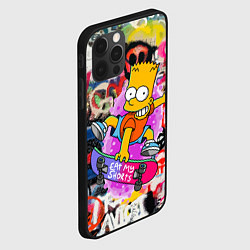Чехол для iPhone 12 Pro Max Скейтбордист Барт Симпсон на фоне стены с граффити, цвет: 3D-черный — фото 2