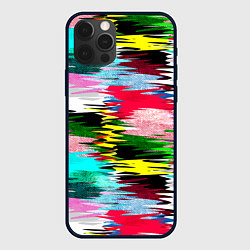 Чехол для iPhone 12 Pro Max Абстрактный многоцветный неоновый узор, цвет: 3D-черный