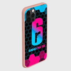 Чехол для iPhone 12 Pro Max Rainbow Six - neon gradient, цвет: 3D-светло-розовый — фото 2