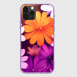 Чехол для iPhone 12 Pro Max Яркие фанстастические цветы, цвет: 3D-сиреневый