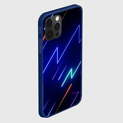 Чехол для iPhone 12 Pro Max Неоновые изогнутые линии, цвет: 3D-тёмно-синий — фото 2