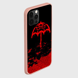 Чехол для iPhone 12 Pro Max Bring Me the Horizon красный фонтик, цвет: 3D-светло-розовый — фото 2
