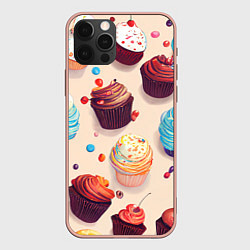 Чехол для iPhone 12 Pro Max Капкейки на разный вкус, цвет: 3D-светло-розовый