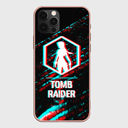 Чехол для iPhone 12 Pro Max Tomb Raider в стиле glitch и баги графики на темно, цвет: 3D-светло-розовый
