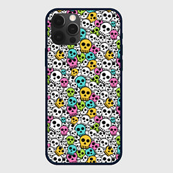 Чехол для iPhone 12 Pro Max Череп разноцветный, цвет: 3D-черный