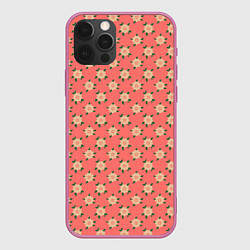 Чехол для iPhone 12 Pro Max Минимализм - цветочки, цвет: 3D-малиновый
