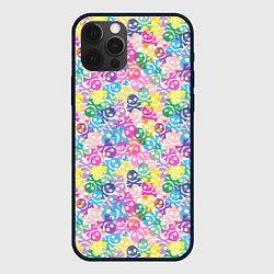 Чехол для iPhone 12 Pro Max Череп и сердца, цвет: 3D-черный