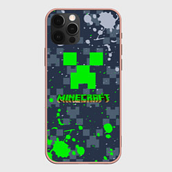 Чехол для iPhone 12 Pro Max Minecraft - краска, цвет: 3D-светло-розовый