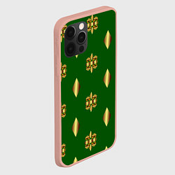 Чехол для iPhone 12 Pro Max Золото узоры на зеленом фоне, цвет: 3D-светло-розовый — фото 2