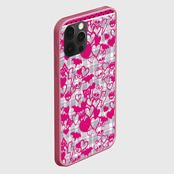 Чехол для iPhone 12 Pro Max Розовые черепа паттерн, цвет: 3D-малиновый — фото 2