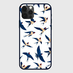 Чехол для iPhone 12 Pro Max Ласточки парят в небе, цвет: 3D-черный