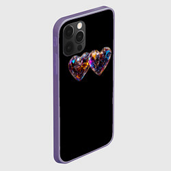 Чехол для iPhone 12 Pro Max Два разноцветных сердечка, цвет: 3D-серый — фото 2