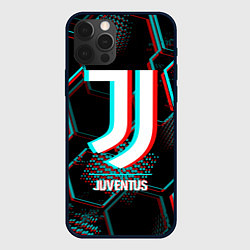 Чехол для iPhone 12 Pro Max Juventus FC в стиле glitch на темном фоне, цвет: 3D-черный