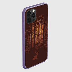 Чехол для iPhone 12 Pro Max Осенний лес внутри силуэта совы, цвет: 3D-серый — фото 2