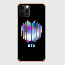 Чехол для iPhone 12 Pro Max BTS gradient logo, цвет: 3D-светло-розовый