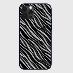 Чехол для iPhone 12 Pro Max Полосатый черно-серый узор Зебра, цвет: 3D-черный