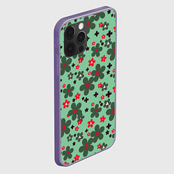 Чехол для iPhone 12 Pro Max Красно-зеленый цветочный узор ретро, цвет: 3D-серый — фото 2
