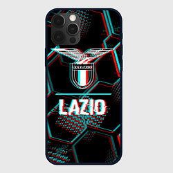 Чехол для iPhone 12 Pro Max Lazio FC в стиле glitch на темном фоне, цвет: 3D-черный