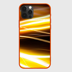 Чехол для iPhone 12 Pro Max Желтые неоновые полосы, цвет: 3D-красный