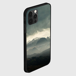 Чехол для iPhone 12 Pro Max Пасмурная погода в горах Пейзаж, цвет: 3D-черный — фото 2