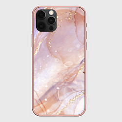 Чехол iPhone 12 Pro Max Бежевый с золотом мрамор