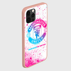 Чехол для iPhone 12 Pro Max Manchester United neon gradient style, цвет: 3D-светло-розовый — фото 2