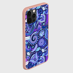 Чехол для iPhone 12 Pro Max Фиолетовые цветы узор, цвет: 3D-светло-розовый — фото 2