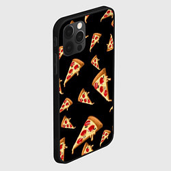 Чехол для iPhone 12 Pro Max Куски пиццы на черном фоне, цвет: 3D-черный — фото 2