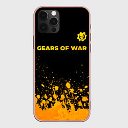 Чехол для iPhone 12 Pro Max Gears of War - gold gradient: символ сверху, цвет: 3D-светло-розовый