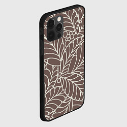 Чехол для iPhone 12 Pro Max Кофеиновый паттерн из листьев, цвет: 3D-черный — фото 2