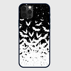 Чехол для iPhone 12 Pro Max Black and white bat pattern, цвет: 3D-черный