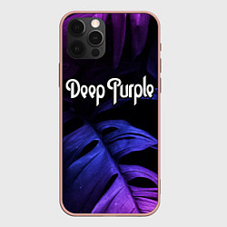 Чехол для iPhone 12 Pro Max Deep Purple neon monstera, цвет: 3D-светло-розовый
