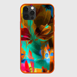 Чехол для iPhone 12 Pro Max Растительная абстрактная композиция, цвет: 3D-красный