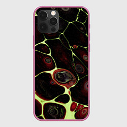 Чехол для iPhone 12 Pro Max Кислотные разломы на поверхности, цвет: 3D-малиновый