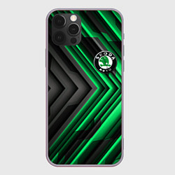 Чехол для iPhone 12 Pro Max Skoda строгий стиль, цвет: 3D-серый