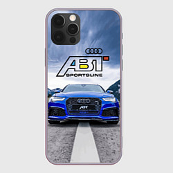 Чехол для iPhone 12 Pro Max Audi ABT - sportsline на трассе, цвет: 3D-серый