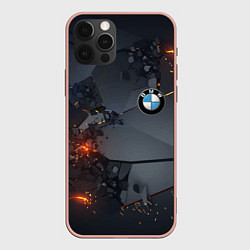 Чехол для iPhone 12 Pro Max BMW explosion, цвет: 3D-светло-розовый