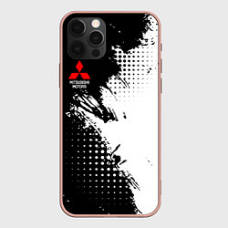 Чехол для iPhone 12 Pro Max Mitsubishi - черно-белая абстракция, цвет: 3D-светло-розовый