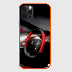 Чехол для iPhone 12 Pro Max Ситроен - салон - Steering wheel, цвет: 3D-красный