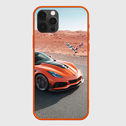 Чехол для iPhone 12 Pro Max Chevrolet Corvette - Motorsport - Desert, цвет: 3D-красный