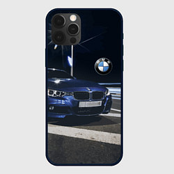 Чехол для iPhone 12 Pro Max BMW на ночной трассе, цвет: 3D-черный