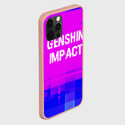 Чехол для iPhone 12 Pro Max Genshin Impact glitch text effect: символ сверху, цвет: 3D-светло-розовый — фото 2